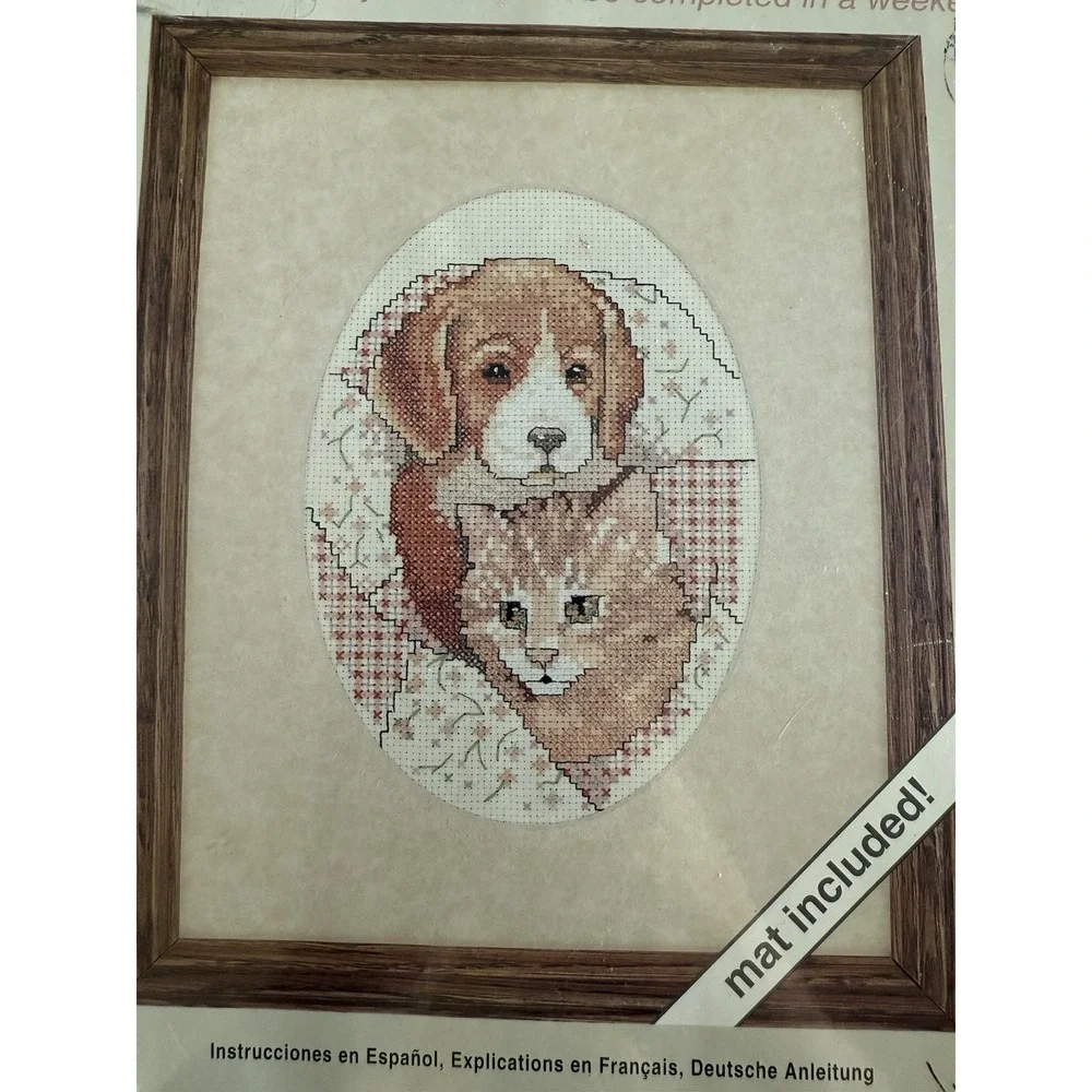 Weekenders Counted Cross Stitch Kit #03518 Patchwork Pals 8x10 Dog Cat